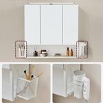 Casa si Gradina - Mobilier - Mobilier baie - Corpuri baie - Dulap de baie de perete, 3 usi cu oglinda, compartiment deschis, 15x70x70cm, alb - Infinity.ro