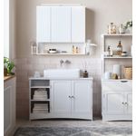 Casa si Gradina - Mobilier - Mobilier baie - Corpuri baie - Dulap de baie de perete, 3 usi cu oglinda, compartiment deschis, 15x70x70cm, alb - Infinity.ro