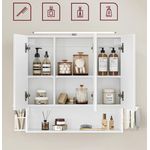 Casa si Gradina - Mobilier - Mobilier baie - Corpuri baie - Dulap de baie de perete, 3 usi cu oglinda, compartiment deschis, 15x70x70cm, alb - Infinity.ro