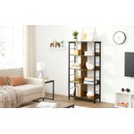 Casa si Gradina - Mobilier - Biblioteci si rafturi - Biblioteci - Biblioteca cu rafturi deschise, 8 compartimente, design industrial, 80x33x149cm, maro retro si negru - Infinity.ro