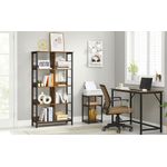 Casa si Gradina - Mobilier - Biblioteci si rafturi - Biblioteci - Biblioteca cu rafturi deschise, 8 compartimente, design industrial, 80x33x149cm, maro retro si negru - Infinity.ro