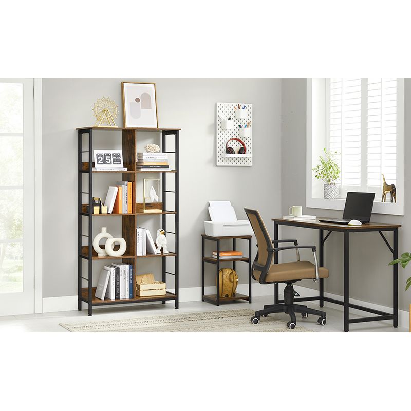 Casa si Gradina - Mobilier - Biblioteci si rafturi - Biblioteci - Biblioteca cu rafturi deschise, 8 compartimente, design industrial, 80x33x149cm, maro retro si negru - Infinity.ro
