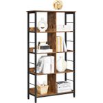 Casa si Gradina - Mobilier - Biblioteci si rafturi - Biblioteci - Biblioteca cu rafturi deschise, 8 compartimente, design industrial, 80x33x149cm, maro retro si negru - Infinity.ro