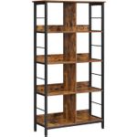 Casa si Gradina - Mobilier - Biblioteci si rafturi - Biblioteci - Biblioteca cu rafturi deschise, 8 compartimente, design industrial, 80x33x149cm, maro retro si negru - Infinity.ro