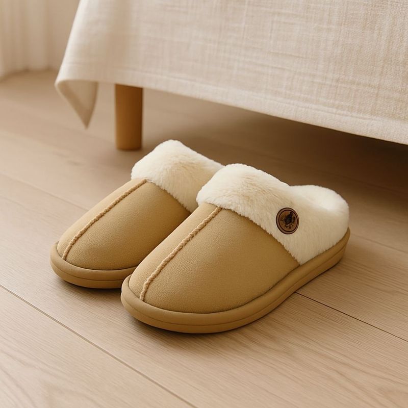 Fashion, accesorii si bijuterii - Femei - Incaltaminte femei - Slapi si papuci femei - Papuci de casa imblaniti, Antonio, de dama, culoarea crem, 40-41 EU - Infinity.ro