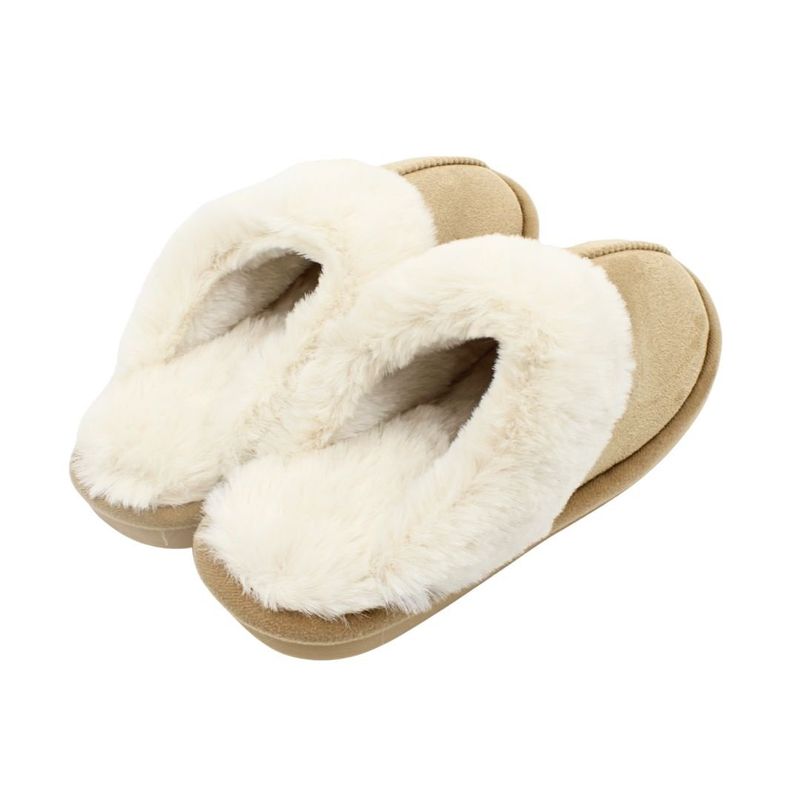 Fashion, accesorii si bijuterii - Femei - Incaltaminte femei - Slapi si papuci femei - Papuci de casa imblaniti, Antonio, de dama, culoarea crem, 40-41 EU - Infinity.ro