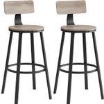 Casa si Gradina - Mobilier - Scaune si fotolii - Scaune - Set de 2 scaune de bar inalte cu spatar, cadru din otel, industrial, 54x99cm, gri stejar - Infinity.ro