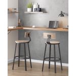 Casa si Gradina - Mobilier - Scaune si fotolii - Scaune - Set de 2 scaune de bar inalte cu spatar, cadru din otel, industrial, 54x99cm, gri stejar - Infinity.ro