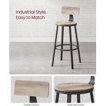 Casa si Gradina - Mobilier - Scaune si fotolii - Scaune - Set de 2 scaune de bar inalte cu spatar, cadru din otel, industrial, 54x99cm, gri stejar - Infinity.ro