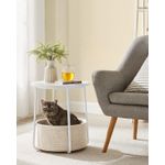 Casa si Gradina - Mobilier - Mese si birouri - Masute de cafea - Masuta de cafea rotunda cu cos de stofa, stil modern, 45x50cm, alb cu bej - Infinity.ro