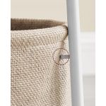 Casa si Gradina - Mobilier - Mese si birouri - Masute de cafea - Masuta de cafea rotunda cu cos de stofa, stil modern, 45x50cm, alb cu bej - Infinity.ro
