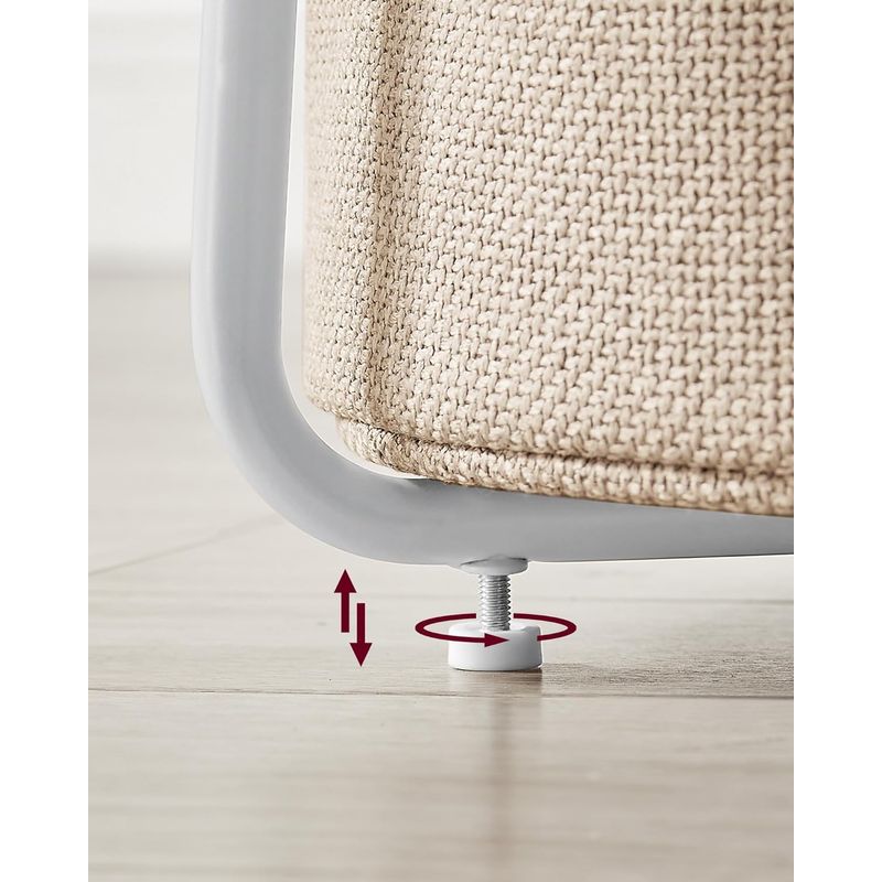 Casa si Gradina - Mobilier - Mese si birouri - Masute de cafea - Masuta de cafea rotunda cu cos de stofa, stil modern, 45x50cm, alb cu bej - Infinity.ro