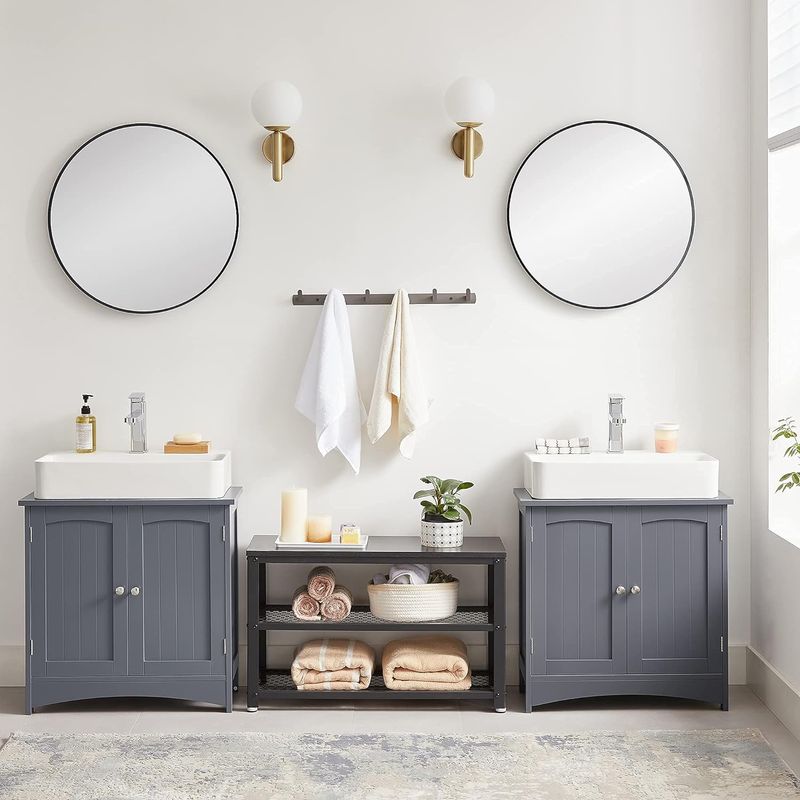 Casa si Gradina - Mobilier - Mobilier baie - Corpuri baie - Dulap lavoar baie, cu spatiu de depozitare cu 2 usi si rafturi reglabile, 60x30x60cm, gri - Infinity.ro