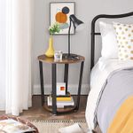 Casa si Gradina - Mobilier - Mese si birouri - Masute de cafea - Masa de cafea rotunda cu cadru de otel, stil industrial, 50x57cm, maro rustic si negru - Infinity.ro