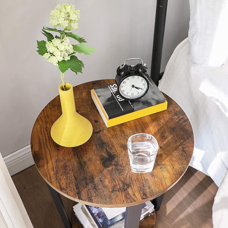 Casa si Gradina - Mobilier - Mese si birouri - Masute de cafea - Masa de cafea rotunda cu cadru de otel, stil industrial, 50x57cm, maro rustic si negru - Infinity.ro