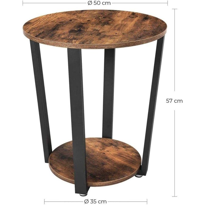 Casa si Gradina - Mobilier - Mese si birouri - Masute de cafea - Masa de cafea rotunda cu cadru de otel, stil industrial, 50x57cm, maro rustic si negru - Infinity.ro