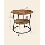 Casa si Gradina - Mobilier - Mese si birouri - Masute de cafea - Masuta laterala rotunda, tip noptiera, cu 2 rafturi, cadru de otel, 55x55cm, maro rustic - Infinity.ro