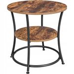 Casa si Gradina - Mobilier - Mese si birouri - Masute de cafea - Masuta laterala rotunda, tip noptiera, cu 2 rafturi, cadru de otel, 55x55cm, maro rustic - Infinity.ro