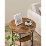Casa si Gradina - Mobilier - Mese si birouri - Masute de cafea - Masuta laterala rotunda, tip noptiera, cu 2 rafturi, cadru de otel, 55x55cm, maro rustic - Infinity.ro