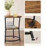 Casa si Gradina - Mobilier - Mese si birouri - Masute de cafea - Masuta laterala rotunda, tip noptiera, cu 2 rafturi, cadru de otel, 55x55cm, maro rustic - Infinity.ro
