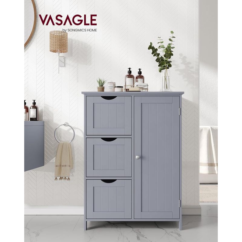 Casa si Gradina - Mobilier - Mobilier baie - Corpuri baie - Dulap de baie, din MDF, cu 3 sertare, raft reglabil, 30x60x81cm, gri - Infinity.ro