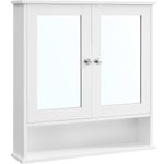 Casa si Gradina - Mobilier - Mobilier baie - Corpuri baie - Dulap de baie de perete cu oglinda, 2 usi, compartiment deschis, rafturi reglabile, 13x56x58cm, alb - Infinity.ro