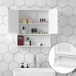 Casa si Gradina - Mobilier - Mobilier baie - Corpuri baie - Dulap de baie de perete cu oglinda, 2 usi, compartiment deschis, rafturi reglabile, 13x56x58cm, alb - Infinity.ro