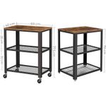 Casa si Gradina - Mobilier - Comode si corpuri - Corpuri bucatarie - Carucior de servire pe roti, cu polite, pentru bucatarie, 40x60x77cm, industrial, maro rustic - Infinity.ro