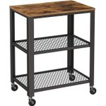 Casa si Gradina - Mobilier - Comode si corpuri - Corpuri bucatarie - Carucior de servire pe roti, cu polite, pentru bucatarie, 40x60x77cm, industrial, maro rustic - Infinity.ro