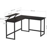 Casa si Gradina - Mobilier - Mese si birouri - Birouri - Birou in forma de L cu suport pentru monitor, cadru metalic, 140x130x76cm, negru - Infinity.ro