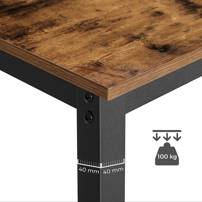 Casa si Gradina - Mobilier - Mese si birouri - Mese living - Masa de bar pentru bucatarie, dreptunghiulara, inalta, cadru de otel, 60x120x90cm, stil industrial, maro rustic si negru - Infinity.ro