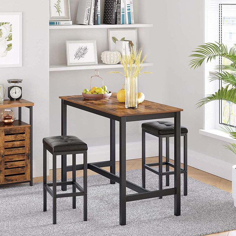 Casa si Gradina - Mobilier - Mese si birouri - Mese living - Masa de bar pentru bucatarie, dreptunghiulara, inalta, cadru de otel, 60x120x90cm, stil industrial, maro rustic si negru - Infinity.ro