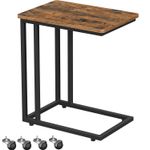 Casa si Gradina - Mobilier - Mese si birouri - Masute de cafea - Masuta de cafea, cu cadru de otel si roti, 35x50x60cm, industrial, maro rustic si negru - Infinity.ro
