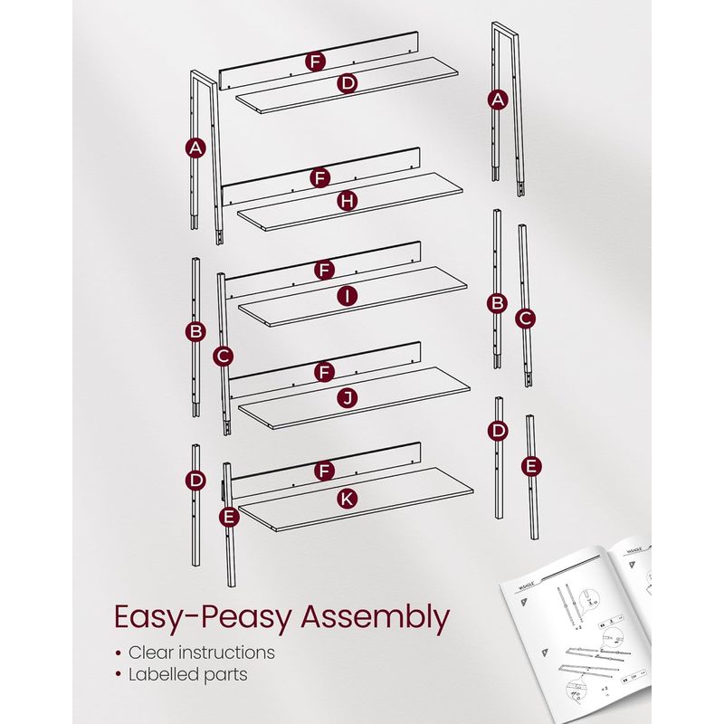 Casa si Gradina - Mobilier - Biblioteci si rafturi - Biblioteci - Biblioteca tip scara, cadru otel cu 5 polite, stil industrial, 80x30x170 cm, negru - Infinity.ro
