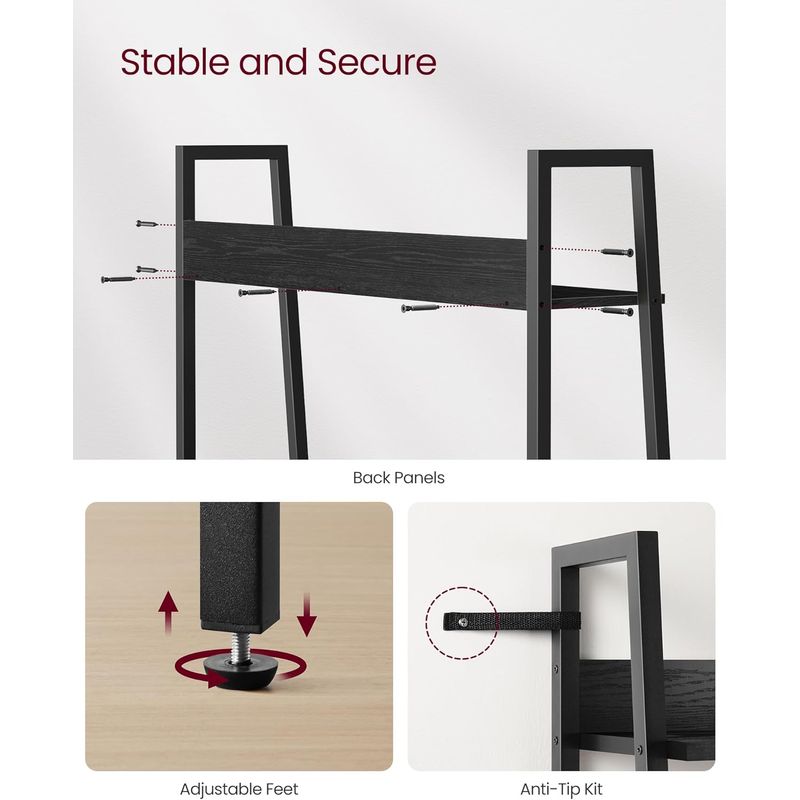 Casa si Gradina - Mobilier - Biblioteci si rafturi - Biblioteci - Biblioteca tip scara, cadru otel cu 5 polite, stil industrial, 80x30x170 cm, negru - Infinity.ro