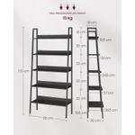 Casa si Gradina - Mobilier - Biblioteci si rafturi - Biblioteci - Biblioteca tip scara, cadru otel cu 5 polite, stil industrial, 80x30x170 cm, negru - Infinity.ro