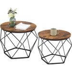 Casa si Gradina - Mobilier - Mese si birouri - Masute de cafea - Set de 2 mese de cafea, stil industrial, 50x40cm si 40x36cm, maro rustic si negru - Infinity.ro