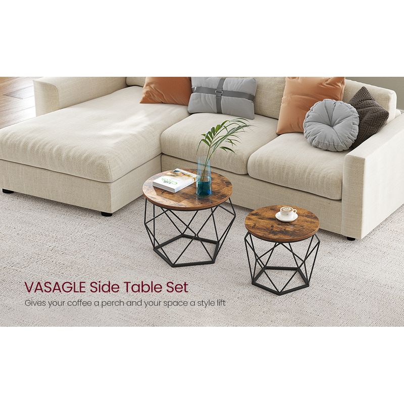 Casa si Gradina - Mobilier - Mese si birouri - Masute de cafea - Set de 2 mese de cafea, stil industrial, 50x40cm si 40x36cm, maro rustic si negru - Infinity.ro