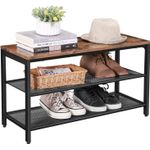 Casa si Gradina - Mobilier - Dulapuri si sifoniere - Dulapuri pantofi - Raft pentru pantofi, cu 2 nivele, metal, 80x30x44cm, stil industrial, maro rustic si negru - Infinity.ro
