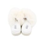 Fashion, accesorii si bijuterii - Femei - Incaltaminte femei - Slapi si papuci femei - Papuci de casa pufosi dama Antonio, alb, confort premium, poliester + talpa EVA, 36-37 EU - Infinity.ro