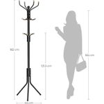 Casa si Gradina - Mobilier - Organizare si depozitare - Cuiere - Cuier pentru haine, din otel, tip pom, cu 12 carlige, 182cm, negru - Infinity.ro