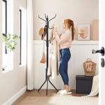 Casa si Gradina - Mobilier - Organizare si depozitare - Cuiere - Cuier pentru haine, din otel, tip pom, cu 12 carlige, 182cm, negru - Infinity.ro