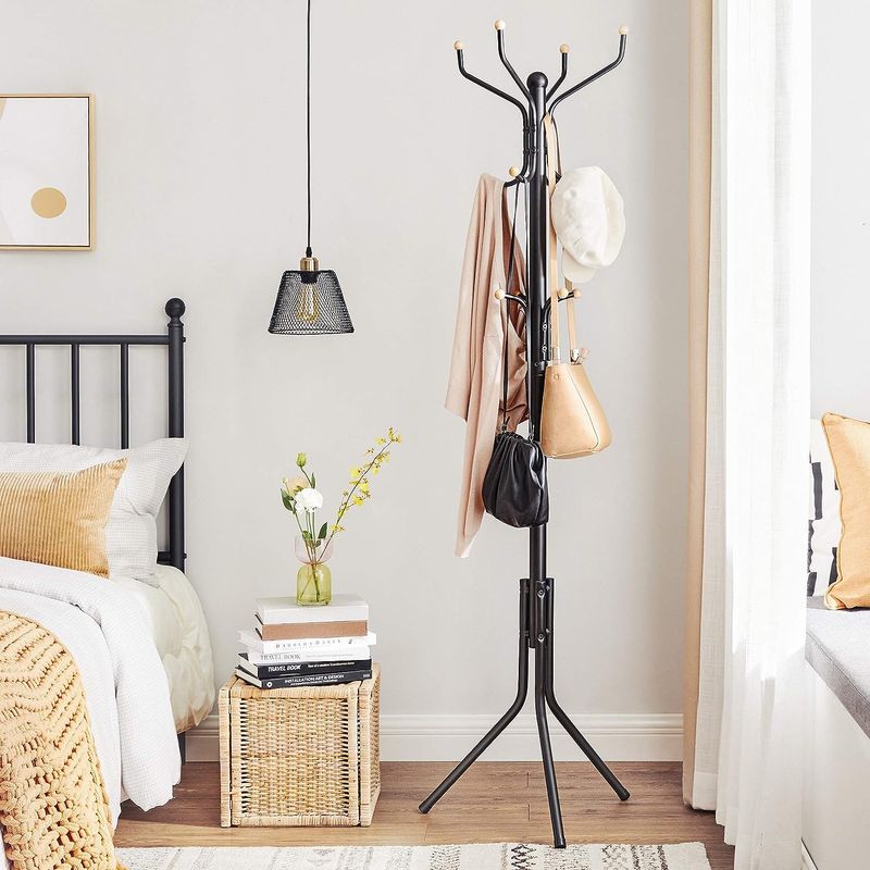 Casa si Gradina - Mobilier - Organizare si depozitare - Cuiere - Cuier pentru haine, din otel, tip pom, cu 12 carlige, 182cm, negru - Infinity.ro