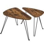 Casa si Gradina - Mobilier - Mese si birouri - Masute de cafea - Set de 2 mese de cafea, stil industrial, 60x38x48cm si 52x32x43cm, maro rustic si negru - Infinity.ro