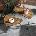 Casa si Gradina - Mobilier - Mese si birouri - Masute de cafea - Set de 2 mese de cafea, stil industrial, 60x38x48cm si 52x32x43cm, maro rustic si negru - Infinity.ro