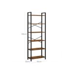 Casa si Gradina - Mobilier - Biblioteci si rafturi - Biblioteci - Biblioteca cu cadru otel si 6 polite, stil industrial, 66x30x186cm, maro rustic si negru - Infinity.ro
