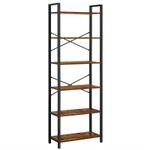 Casa si Gradina - Mobilier - Biblioteci si rafturi - Biblioteci - Biblioteca cu cadru otel si 6 polite, stil industrial, 66x30x186cm, maro rustic si negru - Infinity.ro