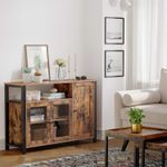 Casa si Gradina - Mobilier - Comode si corpuri - Comode - Dulap de depozitare tip bufet, cu 3 usi, stil industrial, 110x33x75cm, maro rustic si negru - Infinity.ro