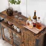 Casa si Gradina - Mobilier - Comode si corpuri - Comode - Dulap de depozitare tip bufet, cu 3 usi, stil industrial, 110x33x75cm, maro rustic si negru - Infinity.ro