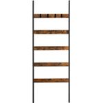Casa si Gradina - Sanitare - Suporturi si accesorii baie - Suporturi baie - Cuier baie tip scara inclinata, cadru din otel cu 5 nivele, agatatori detasabile, 65x178cm, maro rustic si negru - Infinity.ro
